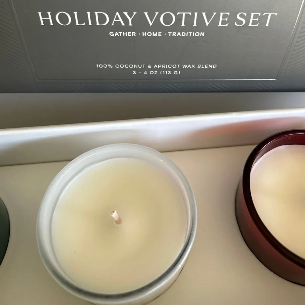Boll & Branch Holiday Votive Candle Trio 100% Coconut & Apricot Wax Blend